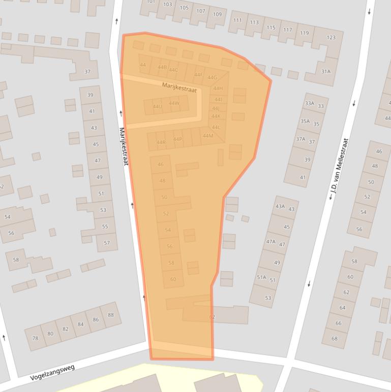 Kaart van postcodegebied 4461VJ.