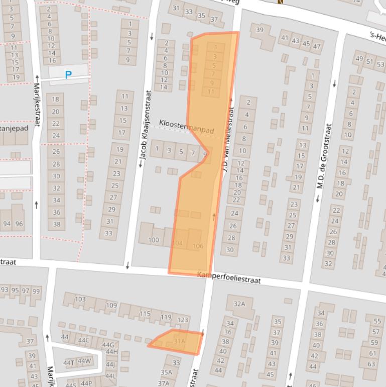 Kaart van postcodegebied 4461VP.