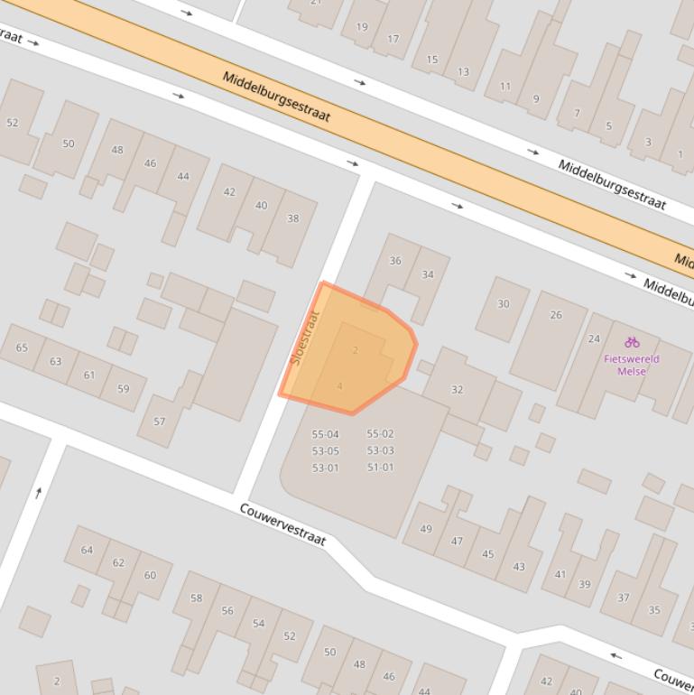 Kaart van postcodegebied 4461XJ.