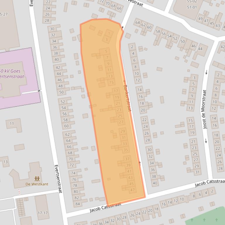 Kaart van postcodegebied 4461XK.