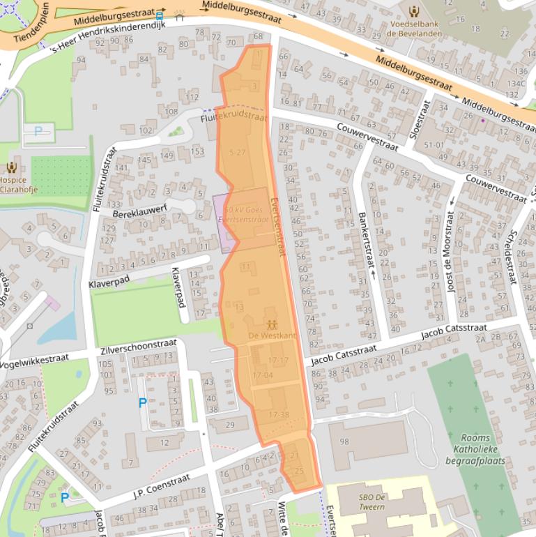 Kaart van postcodegebied 4461XN.