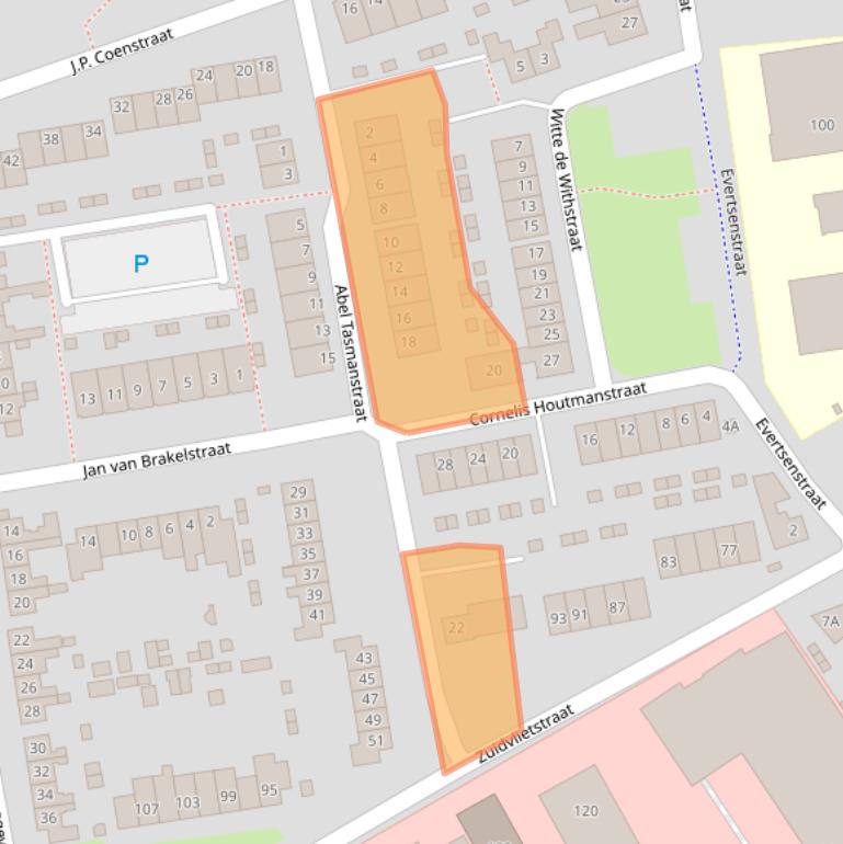 Kaart van postcodegebied 4461ZB.