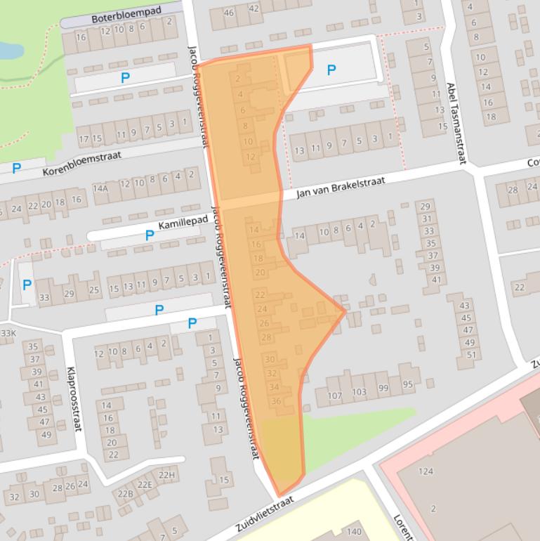 Kaart van postcodegebied 4461ZL.