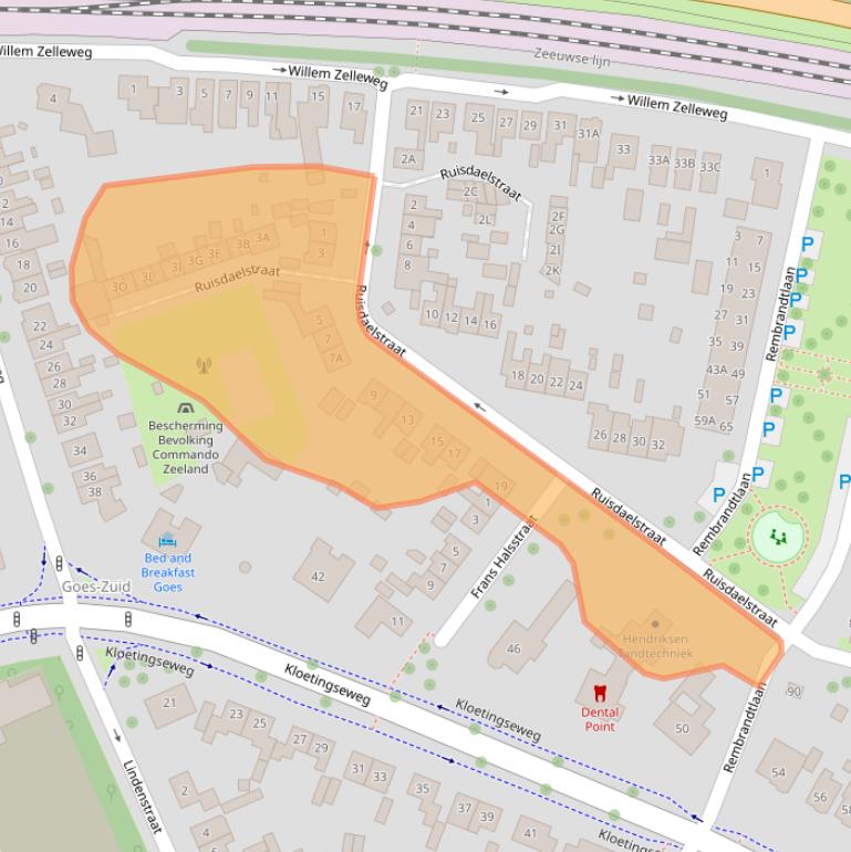 Kaart van postcodegebied 4462AC.