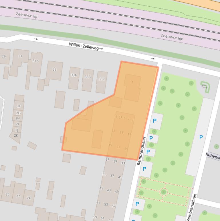 Kaart van postcodegebied 4462AG.