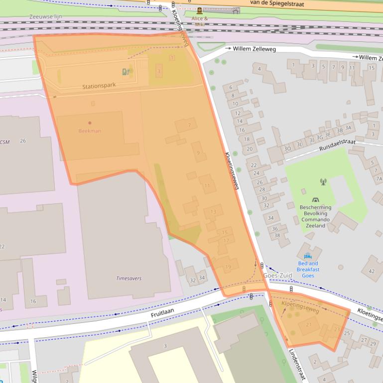 Kaart van postcodegebied 4462AT.