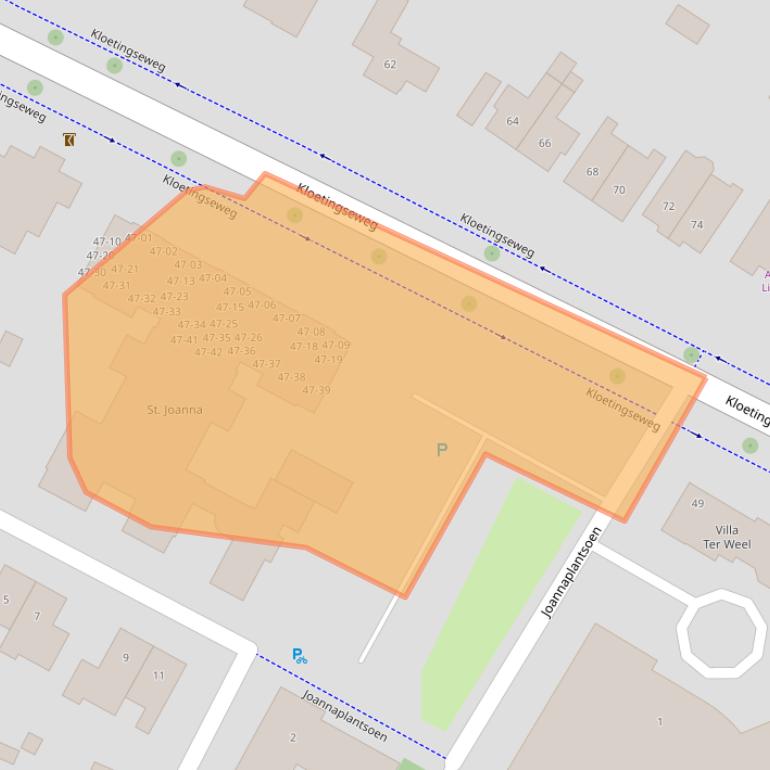 Kaart van postcodegebied 4462AW.