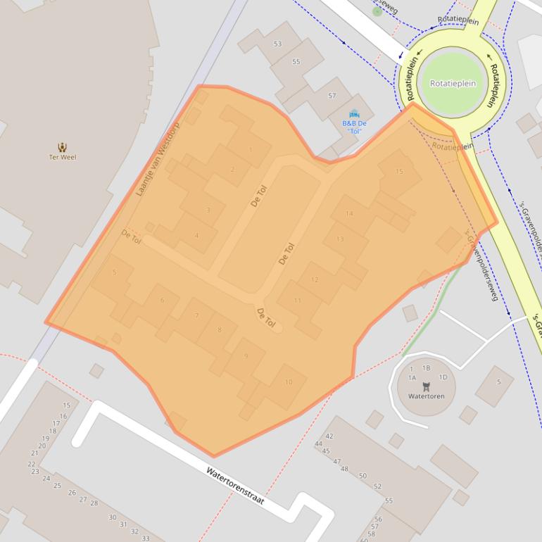 Kaart van postcodegebied 4462AZ.