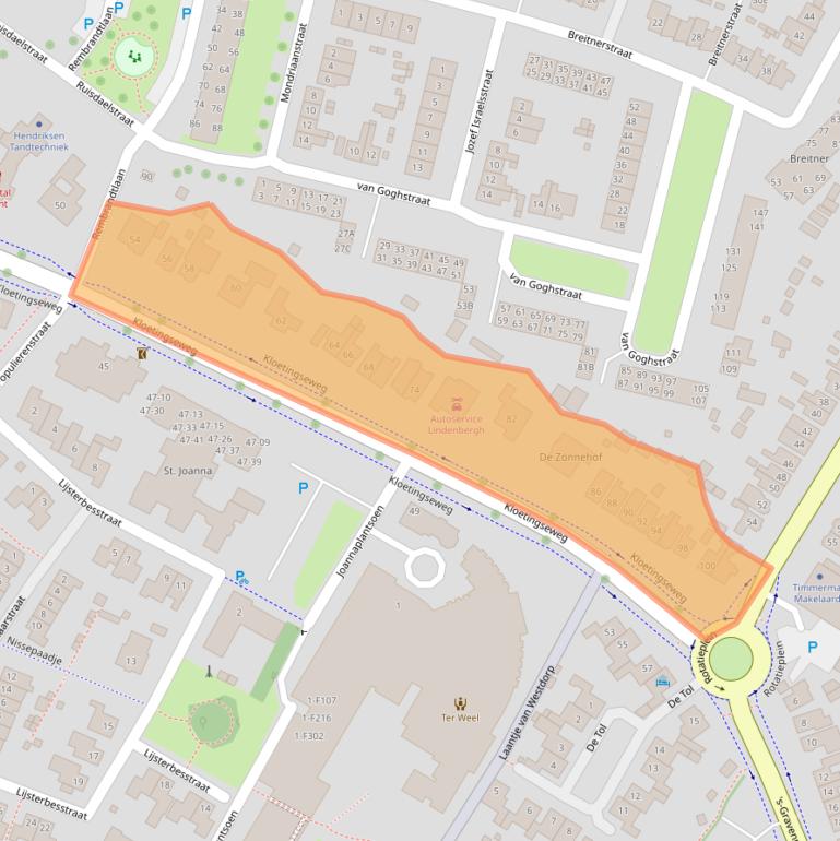 Kaart van postcodegebied 4462BB.