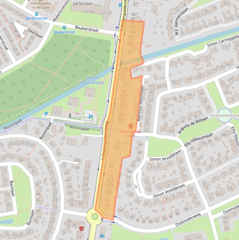 Kaart van postcodegebied 4462CH.