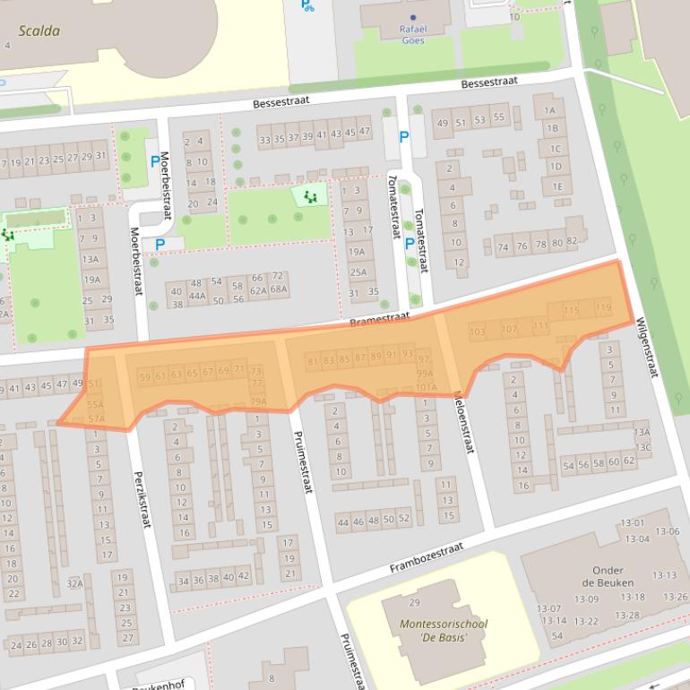 Kaart van postcodegebied 4462CW.