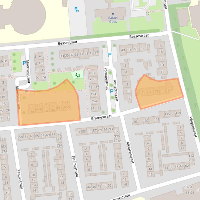 Kaart van postcodegebied 4462CZ.