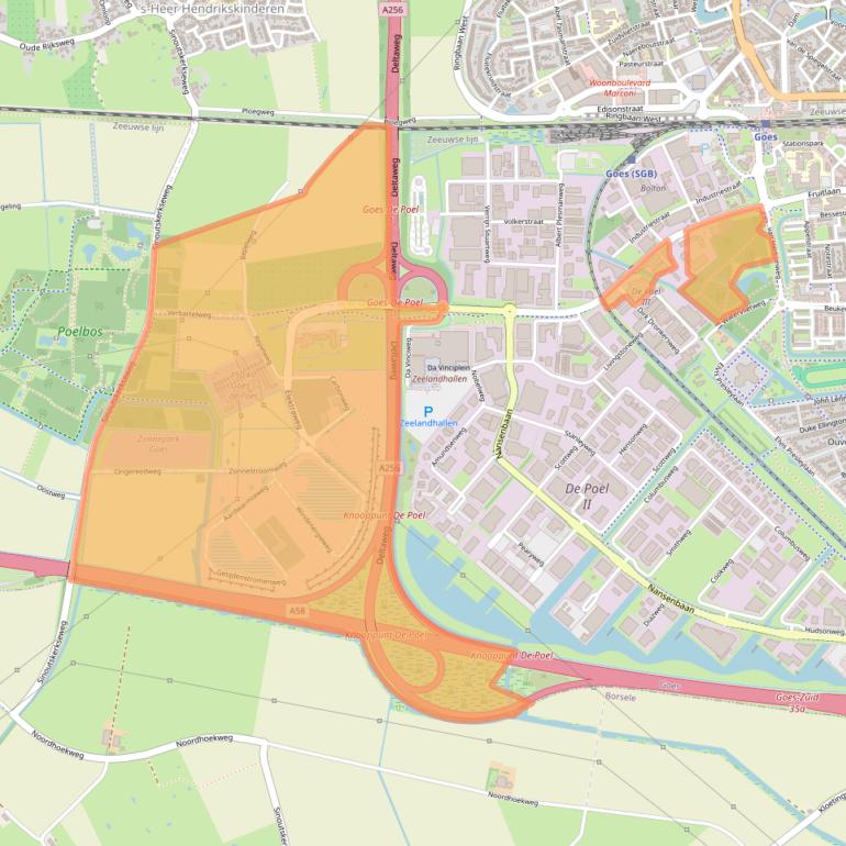 Kaart van postcodegebied 4462ET.