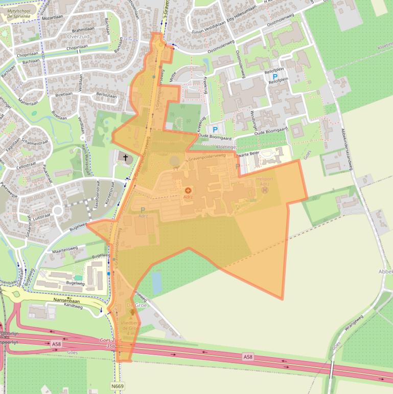 Kaart van postcodegebied 4462RA.