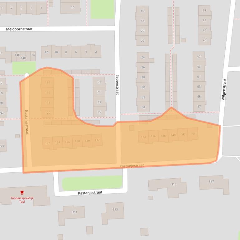 Kaart van postcodegebied 4462VJ.