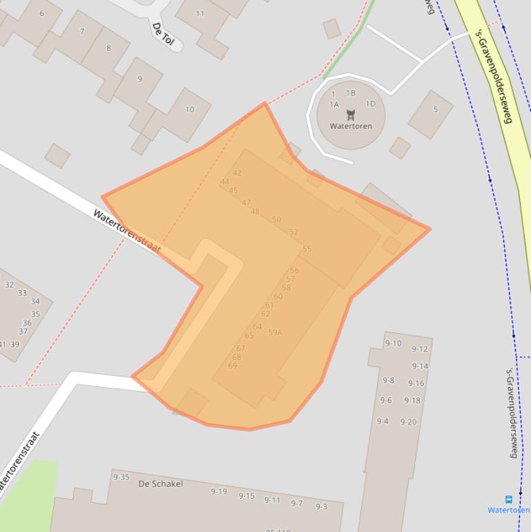 Kaart van postcodegebied 4462WD.