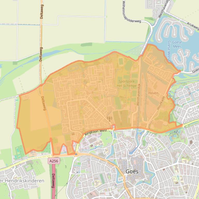 Kaart van postcodegebied 4463.