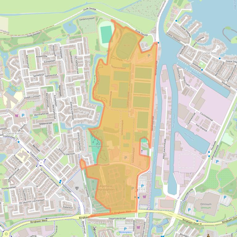 Kaart van postcodegebied 4463AJ.