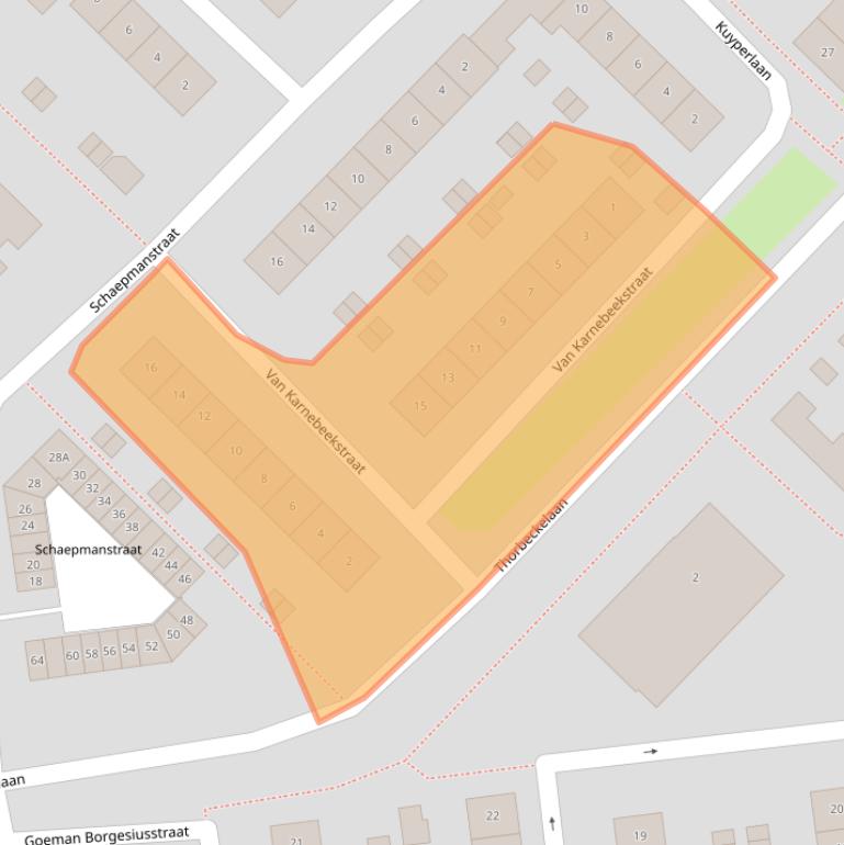 Kaart van postcodegebied 4463SB.