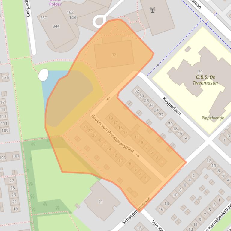 Kaart van postcodegebied 4463SE.