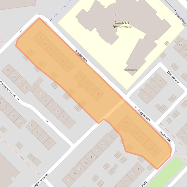 Kaart van postcodegebied 4463SG.