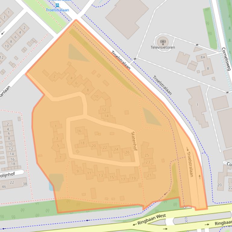 Kaart van postcodegebied 4463TV.