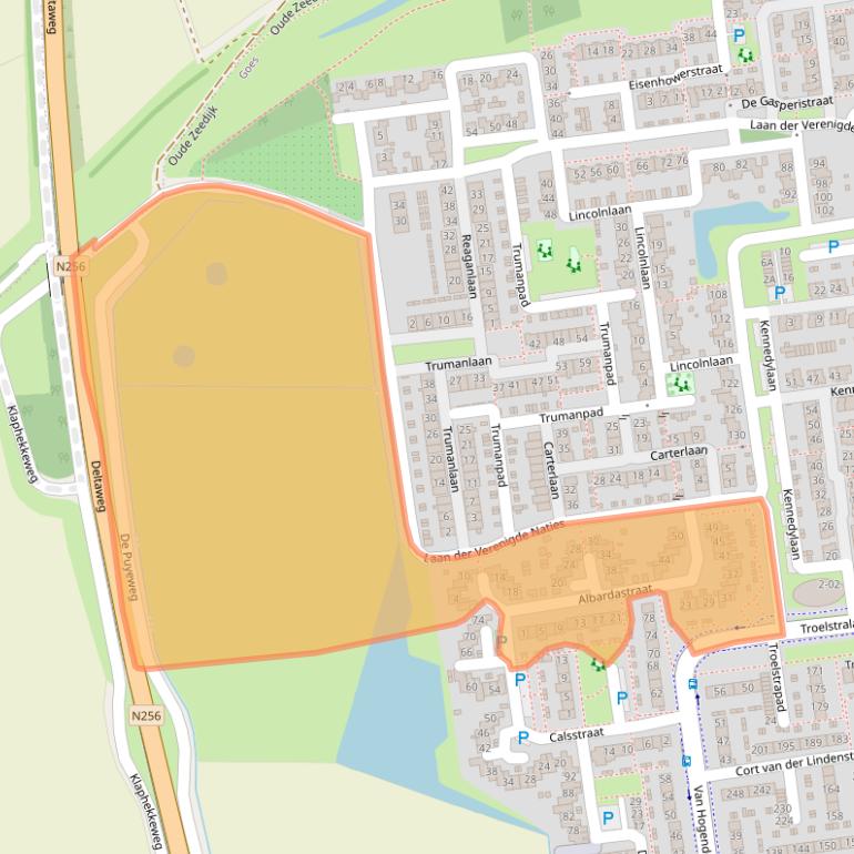 Kaart van postcodegebied 4463VZ.