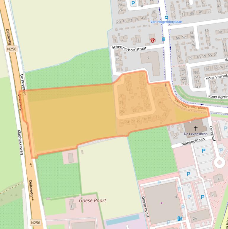 Kaart van postcodegebied 4463XE.