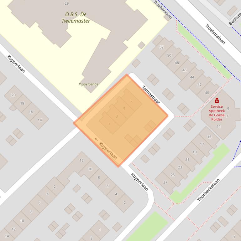 Kaart van postcodegebied 4463XX.