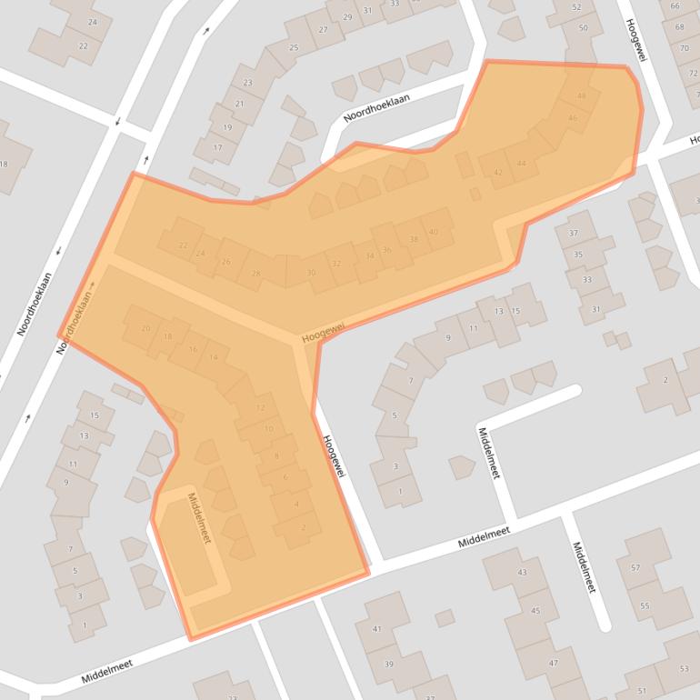 Kaart van postcodegebied 4464AL.