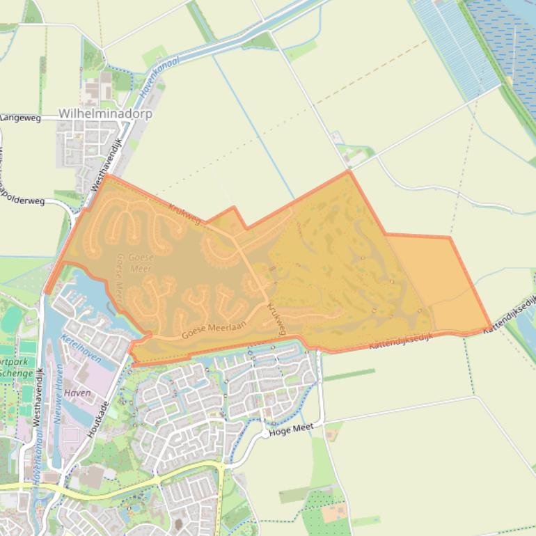 Kaart van postcodegebied 4465.