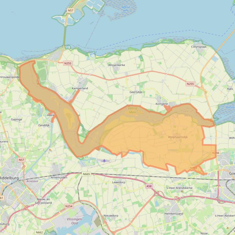 Kaart van postcodegebied 4471.