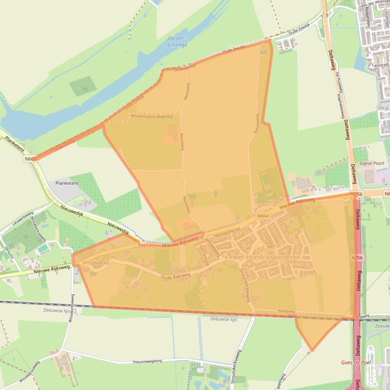 Kaart van postcodegebied 4472.