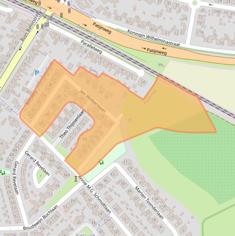 Kaart van postcodegebied 4481DZ.