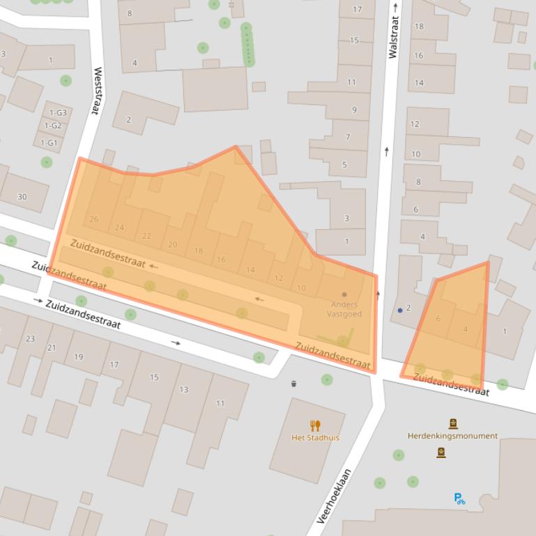 Kaart van postcodegebied 4501AP.