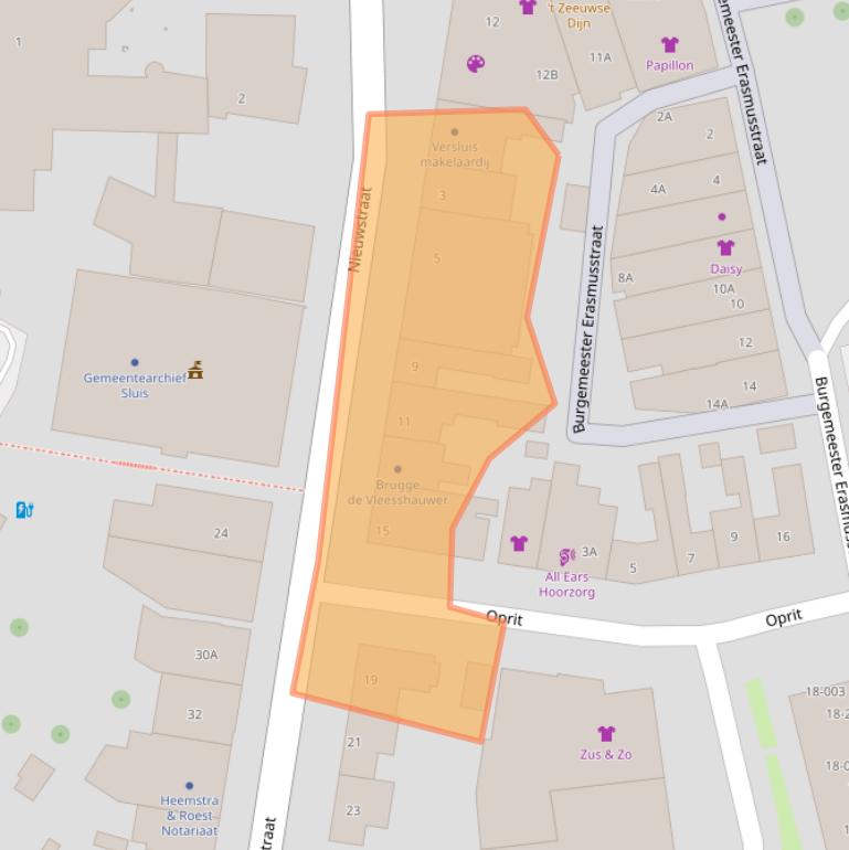 Kaart van postcodegebied 4501BA.