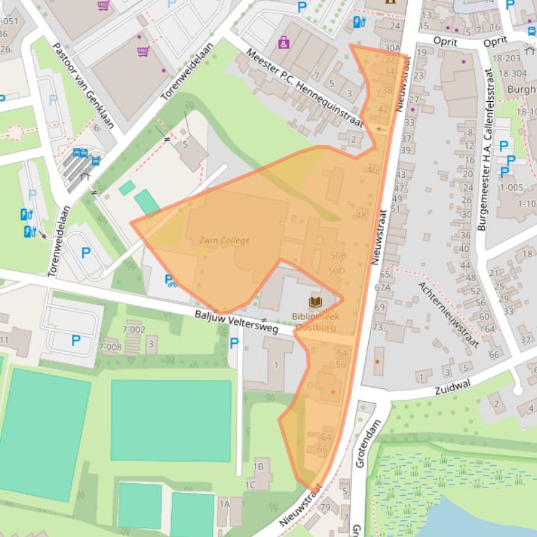 Kaart van postcodegebied 4501BE.
