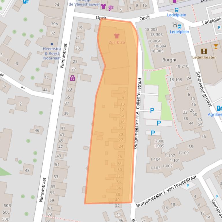 Kaart van postcodegebied 4501CB.