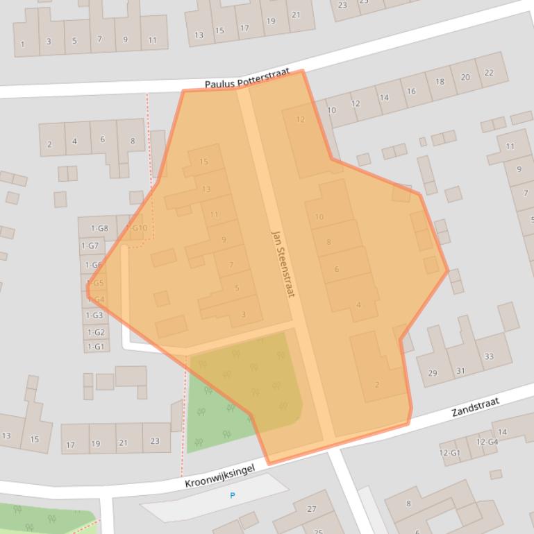 Kaart van postcodegebied 4501JZ.