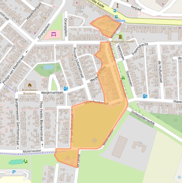 Kaart van postcodegebied 4511BN.