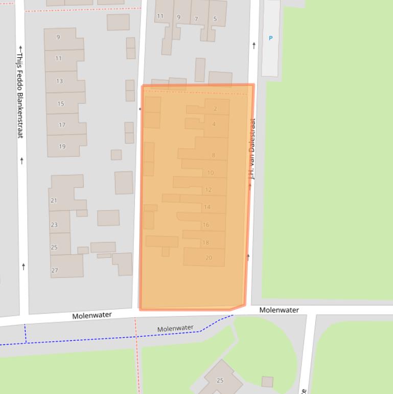 Kaart van postcodegebied 4511BV.