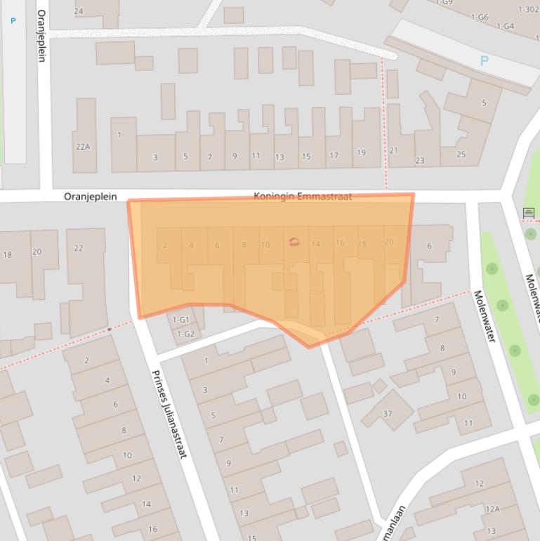Kaart van postcodegebied 4511CJ.