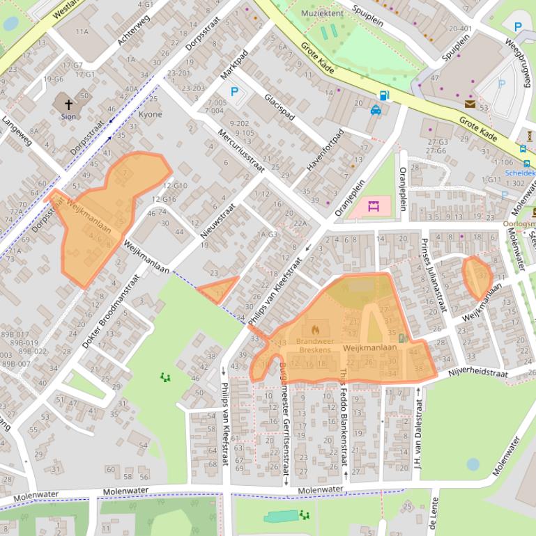 Kaart van postcodegebied 4511CS.