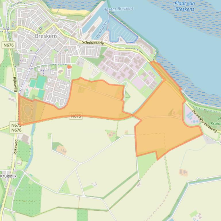 Kaart van postcodegebied 4511PB.