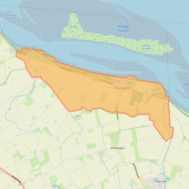 Kaart van postcodegebied 4513.