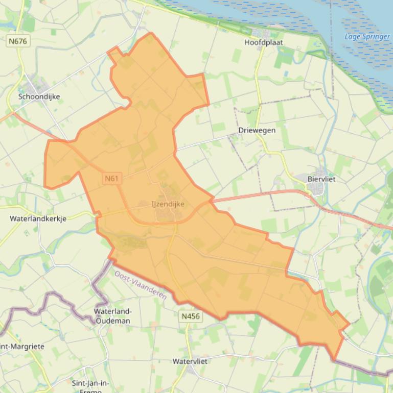 Kaartafbeelding, ingezoomd op postcodegebied 4515.