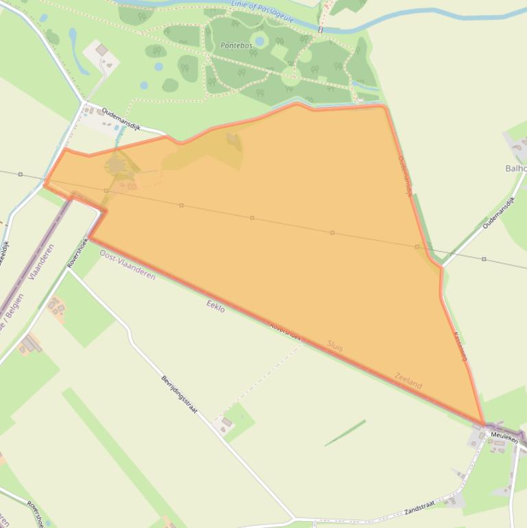 Kaart van postcodegebied 4515RZ.