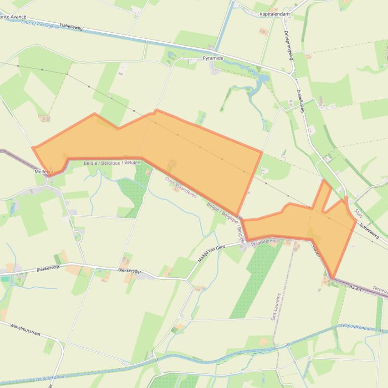 Kaart van postcodegebied 4515SM.