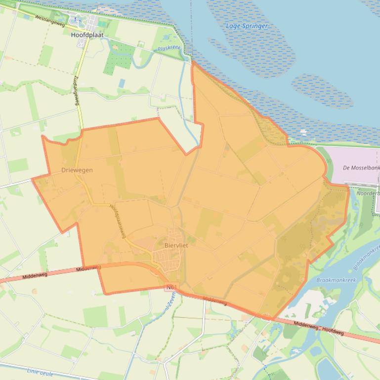 Kaartafbeelding, ingezoomd op postcodegebied 4521.