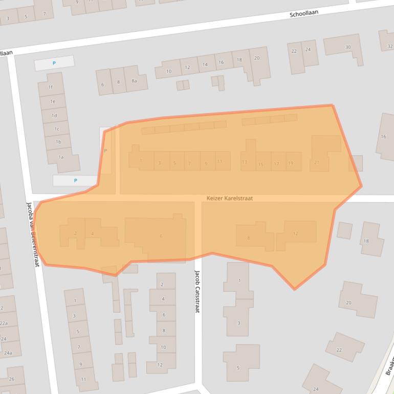 Kaart van postcodegebied 4521AE.